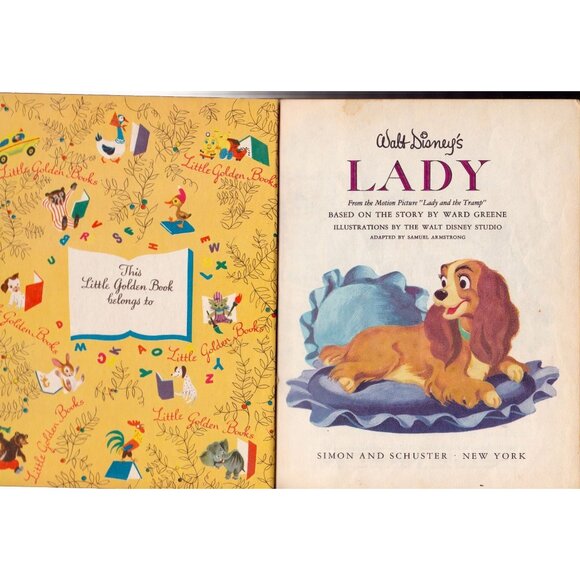 Walt Disneys Lady Little Golden Book 1954 D42 25¢ Cover Lady & the Tramp Tie-In - Picture 2 of 5